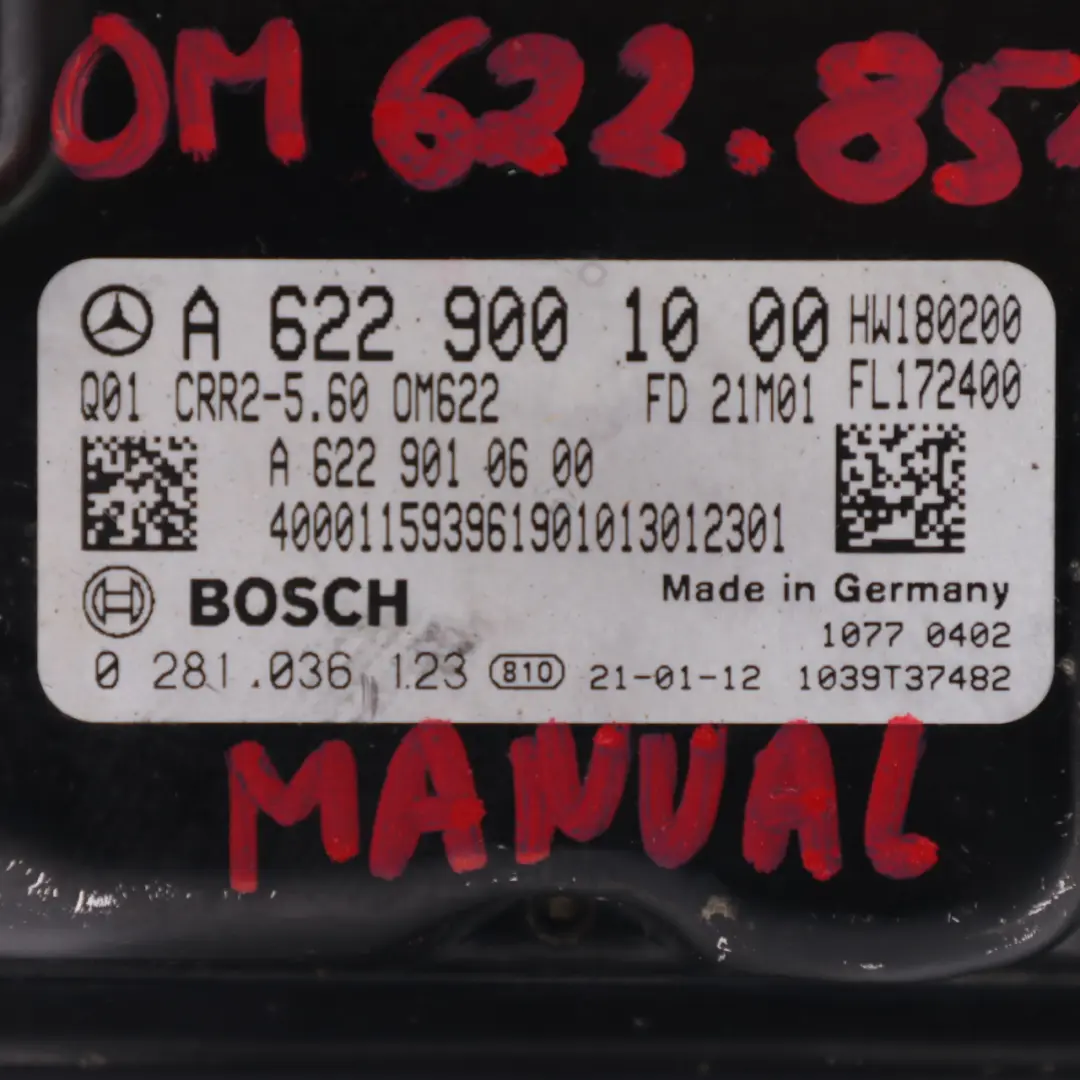 Mercedes W447 114CDI OM622.851 136HP Engine Control Unit Manual - SKU A6229001000 - Part number A6229001000