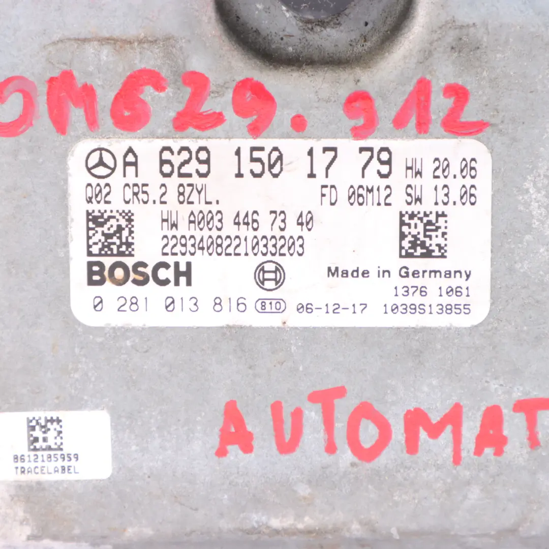 ECU Mercedes X164 Diesel OM629.912 Modulo Di Controllo Motore 306 HP Automatico per con numero di parte A6291501779 ECU Mercedes X164 Diesel OM629.912 Modulo Di Controllo Motore 306 HP Automatico - SKU A6291501779 - Numero di parte A6291501779