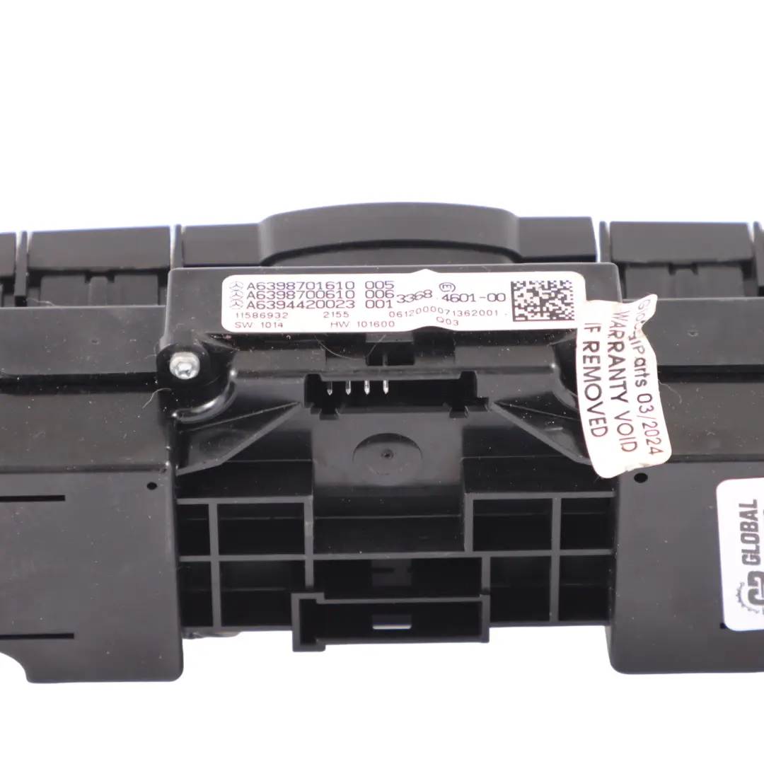 Mercedes Vito W639 Switch Control Panel Block ASR Wiper Heat Hazard - SKU A6398701910-2 - Part number A6398701910