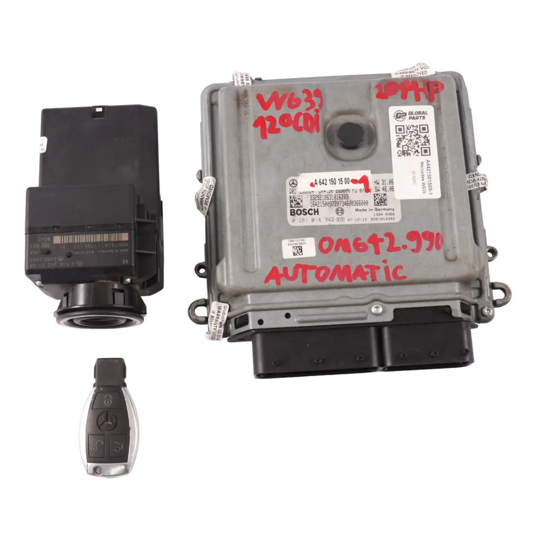 120CDI OM642.990 Engine Control Unit ECU Kit Key Lock Mercedes W639 - SKU A6421501500-1 - Part number A6421501500