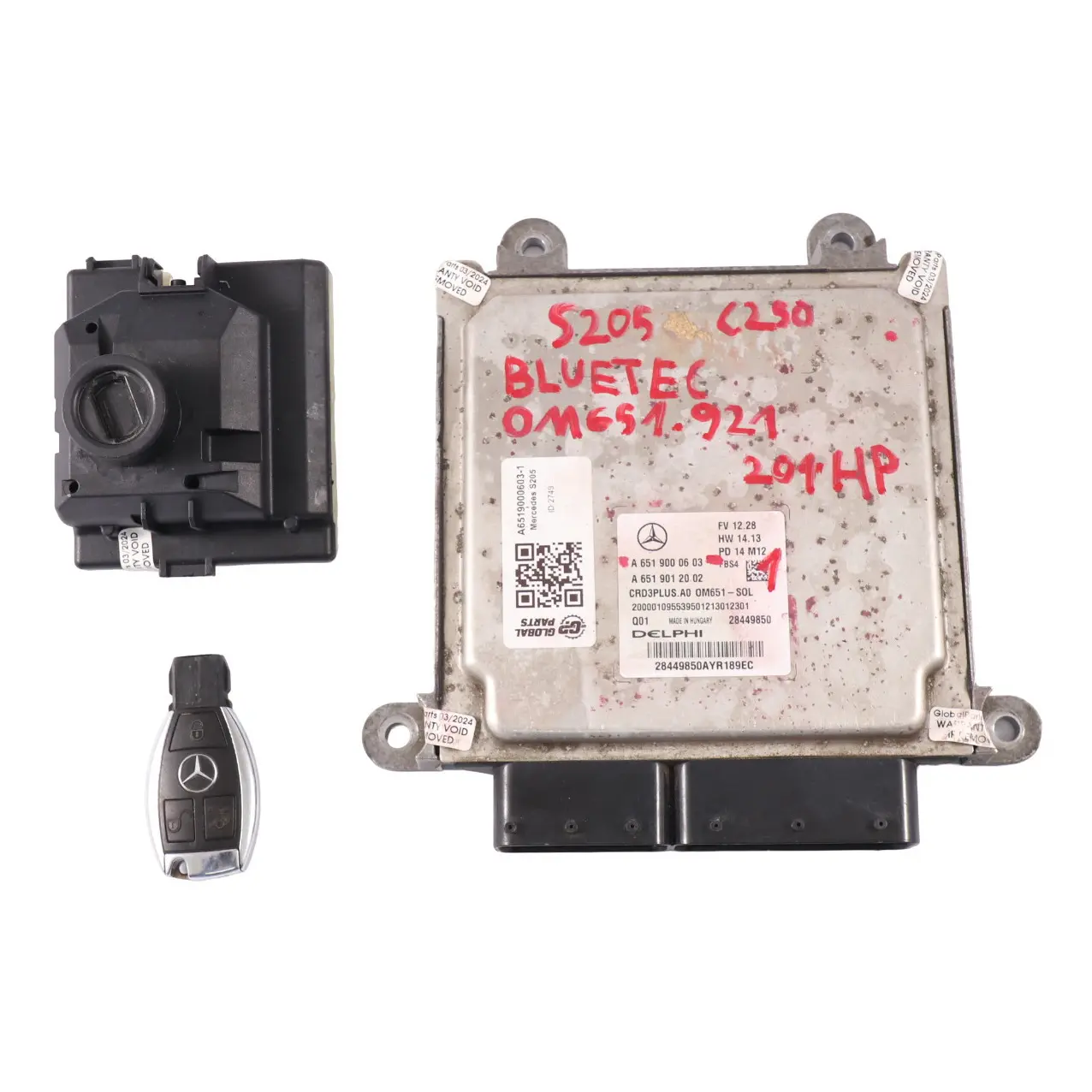Mercedes W205 C205 BlueTec OM651.921 Engine Control Unit ECU Kit A6519000603 Key