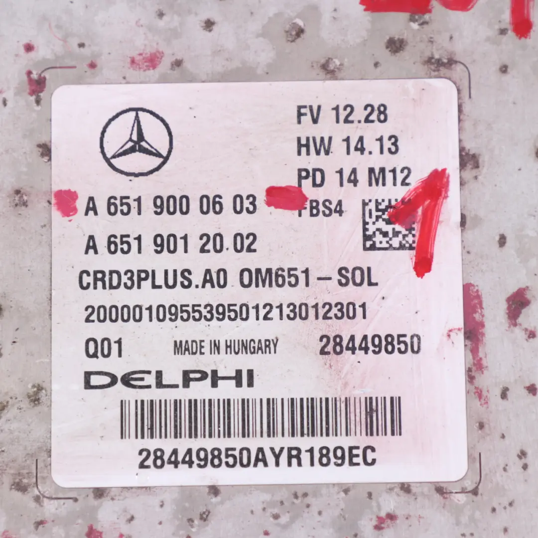 Mercedes W205 C205 BlueTec OM651.921 Komputer Silnika ECU Klucz - SKU A6519000603-1 - Numer Części A6519000603