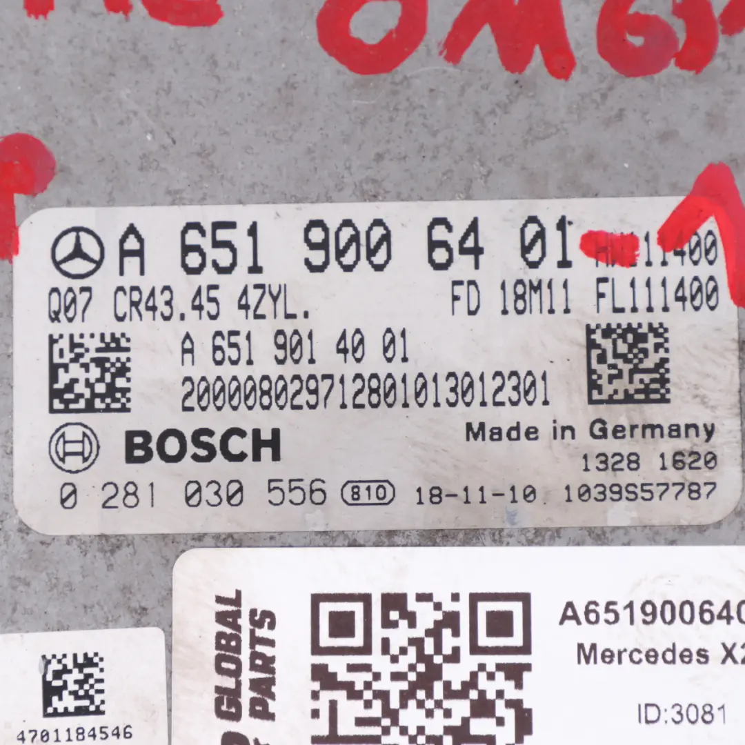 Mercedes GLC X253 220d OM651.921 170HP Engine Unit ECU Kit Automatic - SKU A6519006401-1 - Part number A6519006401
