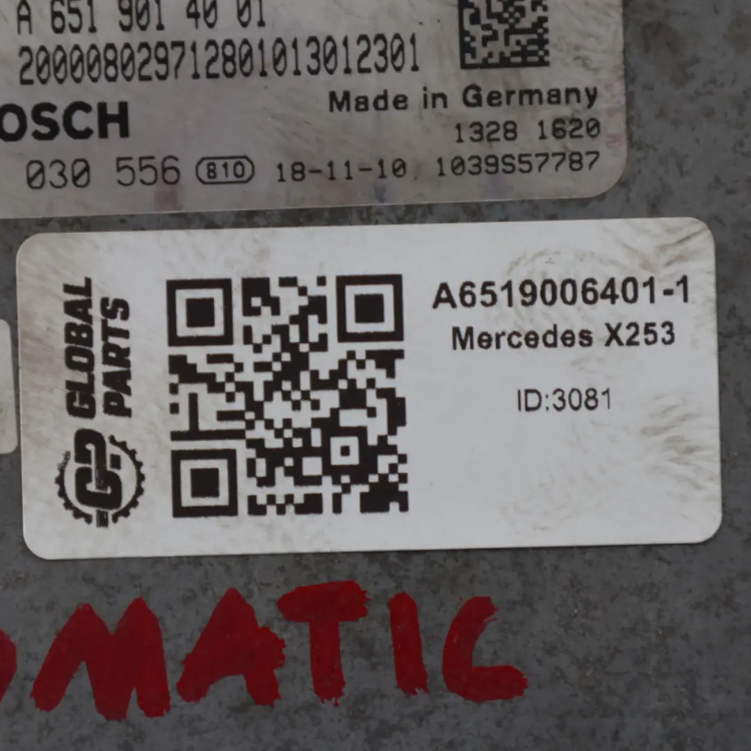 Mercedes GLC X253 220d OM651.921 170HP Engine Unit ECU Kit Automatic - SKU A6519006401-1 - Part number A6519006401