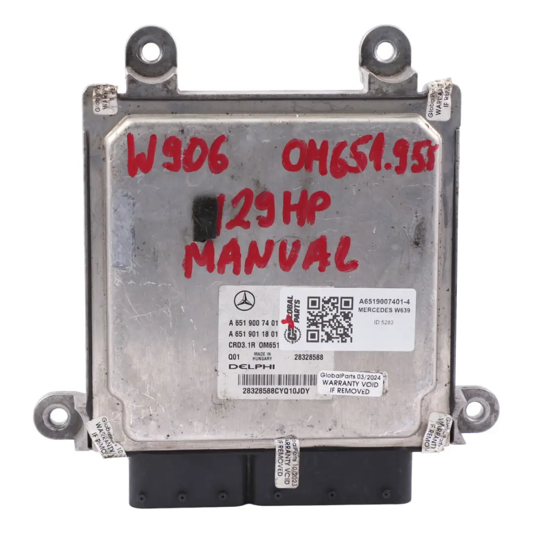 OM651.955 129HP Módulo Unidad Control del Motor para Mercedes Vito W639 con número de pieza A6519007401 Mercedes Vito W639 OM651.955 129HP Módulo Unidad Control del Motor - SKU A6519007401-4 - Número de pieza A6519007401