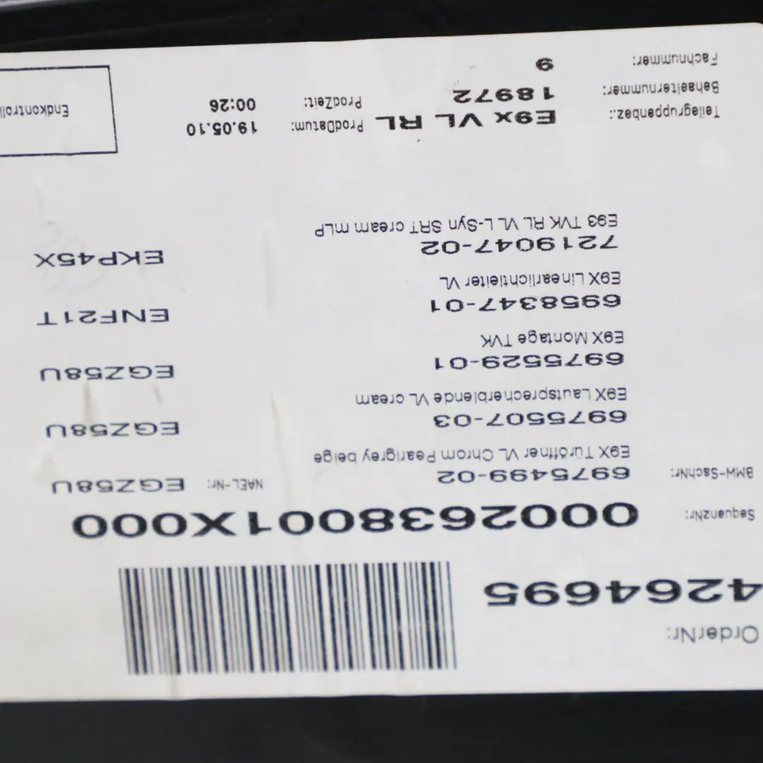 Door Card Front Left N/S Lining Leather Cream Beige Trim Panel to BMW E92 E93 with Part number 7219047 BMW E92 E93 Door Card Front Left N/S Lining Leather Cream Beige Trim Panel - SKU rhd-7219047-1 - Part number 7219047