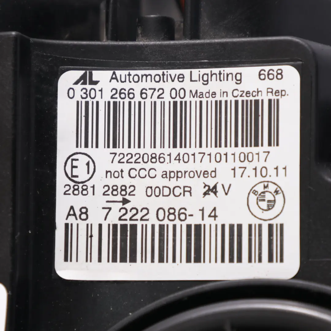 BMW F06 F12 F13 Headlight Bi-Xenon Headlamp Light Lamp Front Right O/S 7222086 - SKU rhd-7272010-1 - Part number 7272010