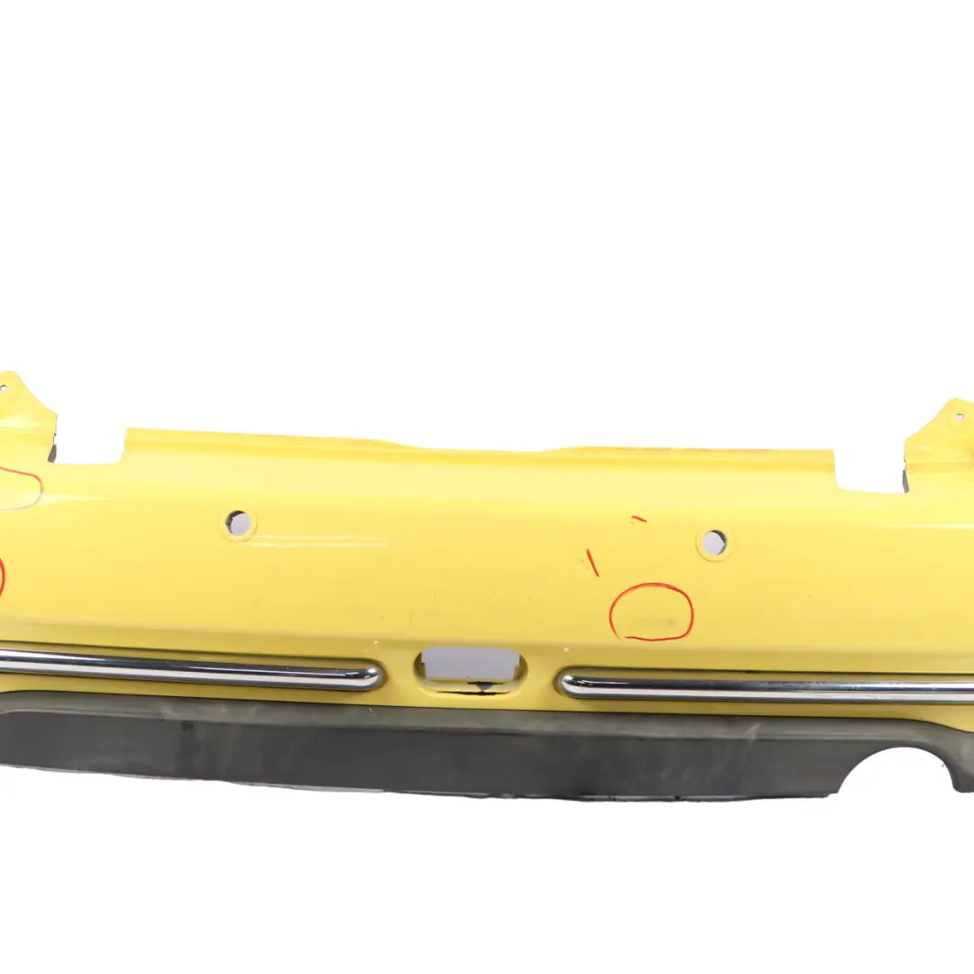 Complete Rear Bumper PDC Panel Liquid Yellow - 902 to Mini R52 Cabrio with Part number 0309183 Mini R52 Cabrio Complete Rear Bumper PDC Panel Liquid Yellow - 902 - SKU 0309183-YEL1 - Part number 0309183