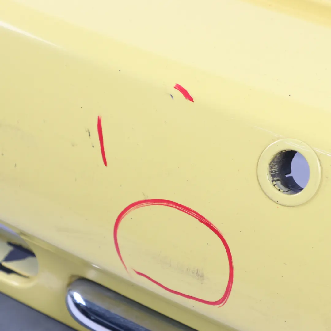 Complete Rear Bumper PDC Panel Liquid Yellow - 902 to Mini R52 Cabrio with Part number 0309183 Mini R52 Cabrio Complete Rear Bumper PDC Panel Liquid Yellow - 902 - SKU 0309183-YEL1 - Part number 0309183