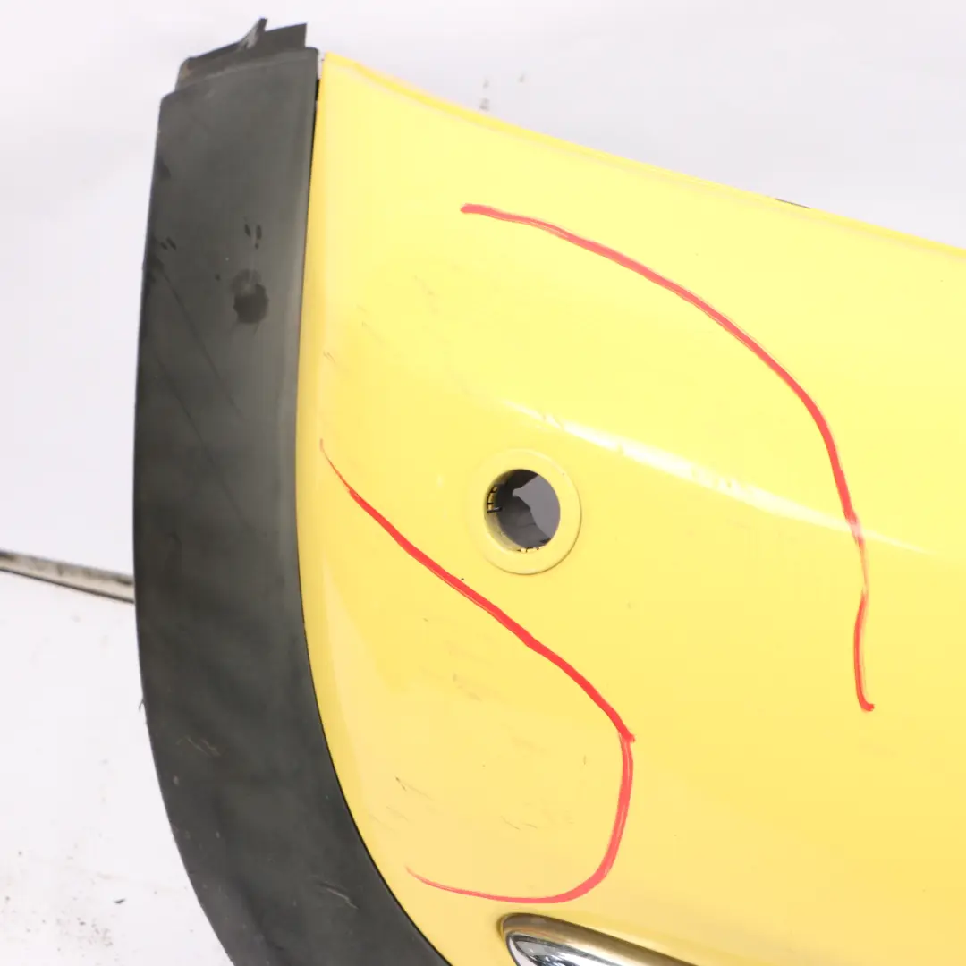 Complete Rear Bumper PDC Panel Liquid Yellow - 902 to Mini R52 Cabrio with Part number 0309183 Mini R52 Cabrio Complete Rear Bumper PDC Panel Liquid Yellow - 902 - SKU 0309183-YEL1 - Part number 0309183