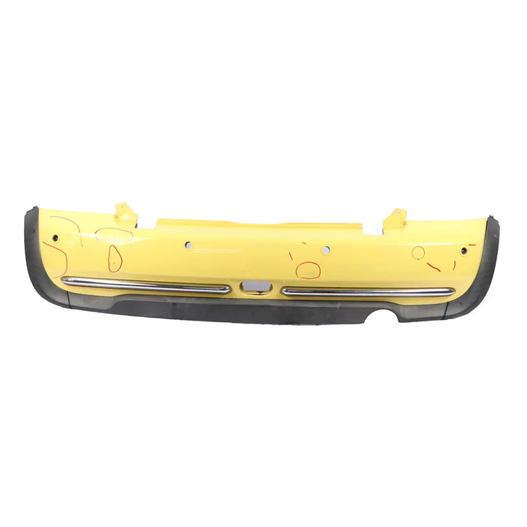 Complete Rear Bumper PDC Panel Liquid Yellow - 902 to Mini R52 Cabrio with Part number 0309183 Mini R52 Cabrio Complete Rear Bumper PDC Panel Liquid Yellow - 902 - SKU 0309183-YEL1 - Part number 0309183