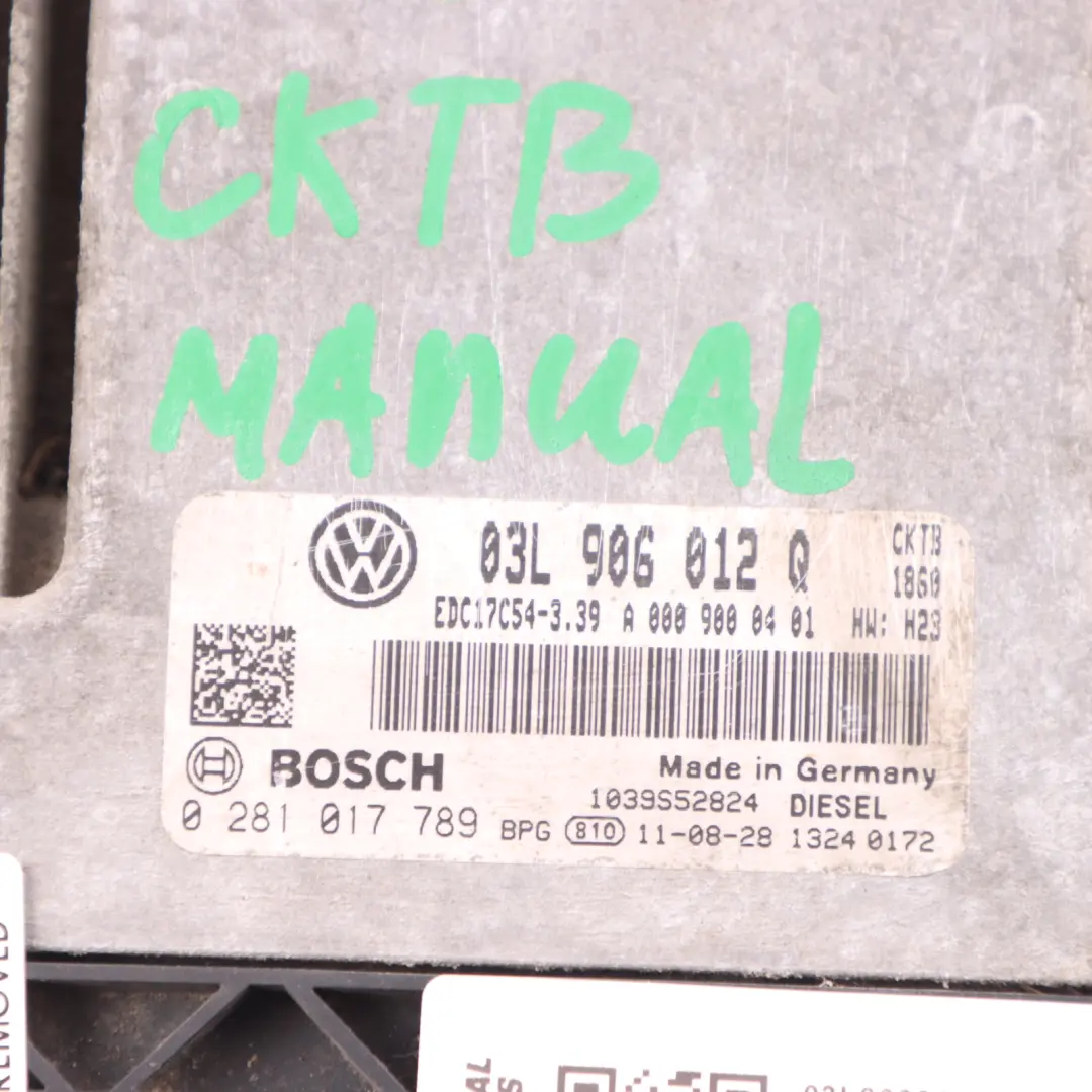 VW Volkswagen Crafter 35 2.0 TDI CKTB Engine Unit ECU Kit Key Lock - SKU 03L906012Q-1 - Part number 03L906012Q
