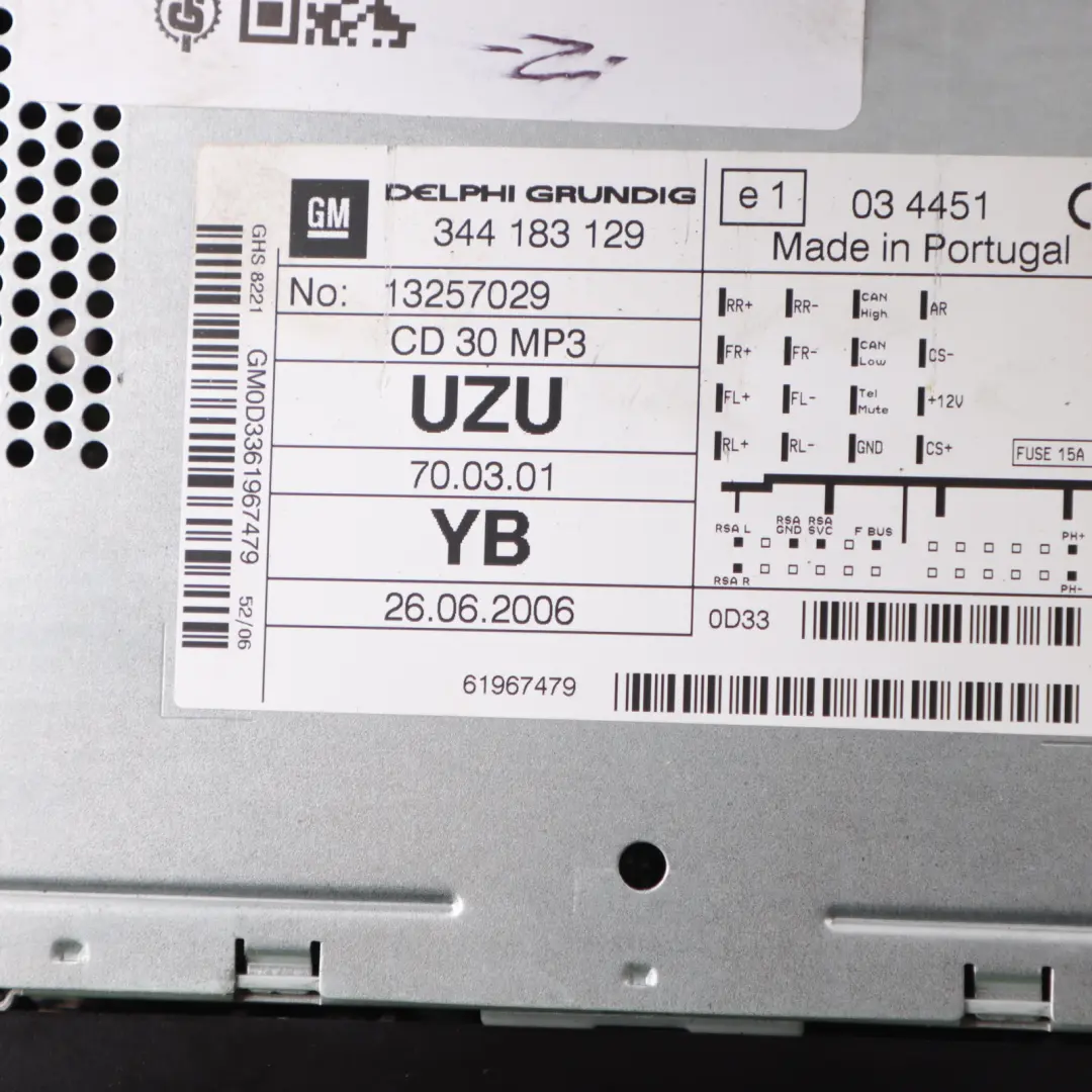 Head Unit Radio CD Player Audio Control to Vauxhall Corsa D with Part number 13257029 Vauxhall Corsa D Head Unit Radio CD Player Audio Control - SKU 13257029 - Part number 13257029