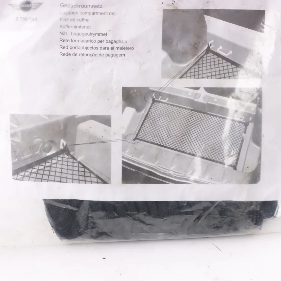 Luggage Boot Trunk Lid Compartment Cargo Net to Mini Cooper R57 with Part number 2758542 Mini Cooper R57 Luggage Boot Trunk Lid Compartment Cargo Net - SKU 2758542 - Part number 2758542