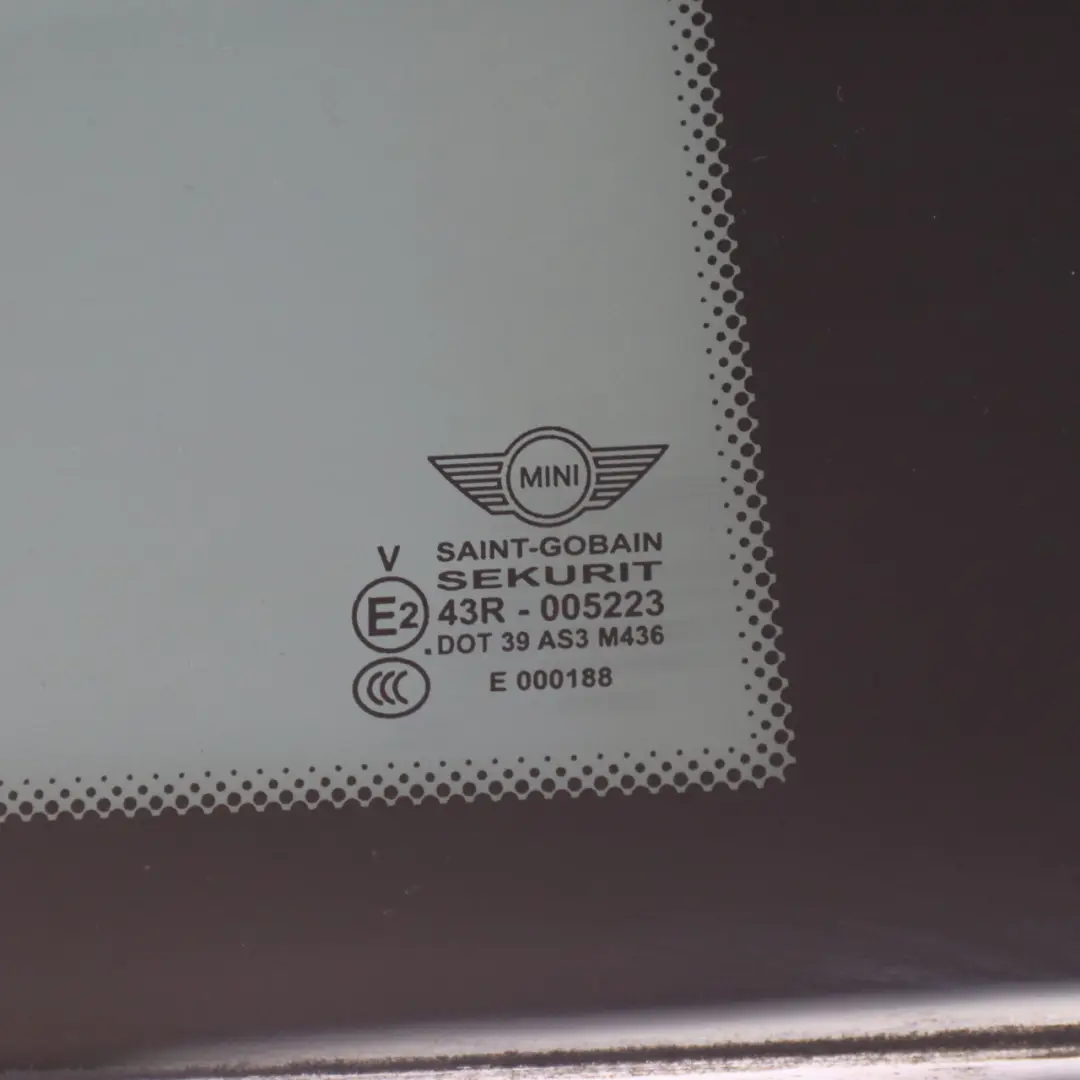 Coupé R58 Side Fixed Glass Window SSG Rear Right O/S to Mini with Part number 2759504 Mini Coupé R58 Side Fixed Glass Window SSG Rear Right O/S - SKU 2759504-1 - Part number 2759504