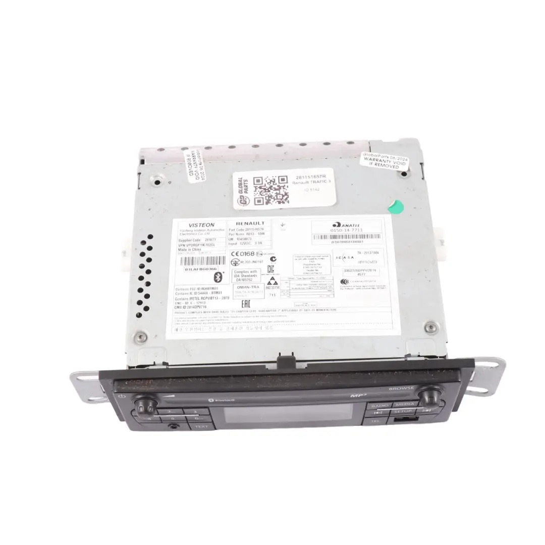 Radio MP3 Player Renault Trafic 3 Vivaro B Head Unit Bluetooth  - SKU 281151657R - Part number 281151657R