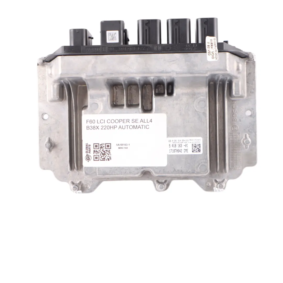 B38X 1.5 220HP ALL4 Engine ECU Kit DME BDC Key Hybrid to Mini Cooper SE F60 with Part number 5A1B163 Mini Cooper SE F60 B38X 1.5 220HP ALL4 Engine ECU Kit DME BDC Key Hybrid - SKU 5A1B163-1 - Part number 5A1B163