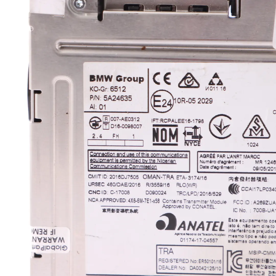 Sat Nav CD Player Stereo Head Unit to Mini F55 with Part number 5A24635 Mini F55 Sat Nav CD Player Stereo Head Unit - SKU 5A24635 - Part number 5A24635