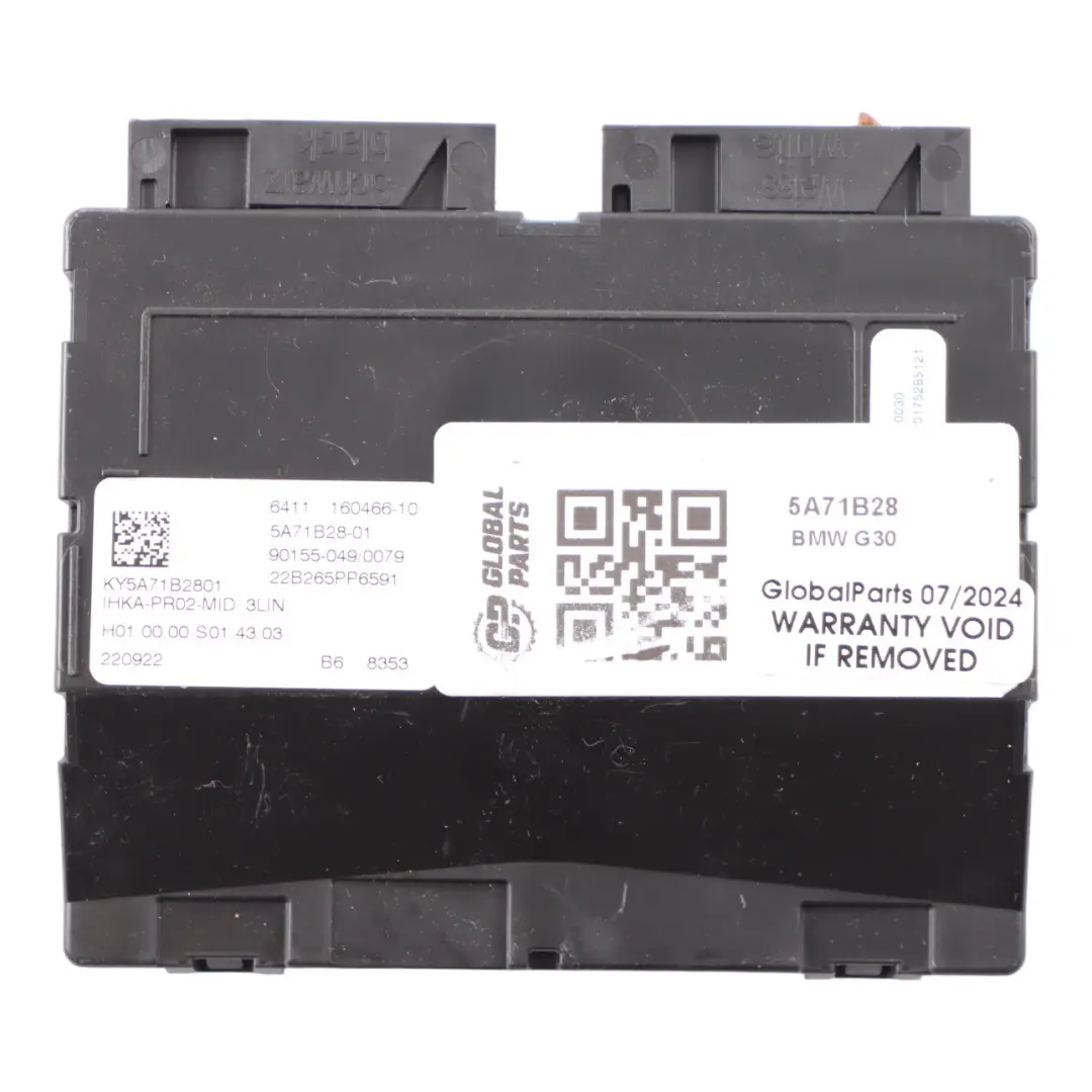 Conditioning Heating Control Module Unit to BMW G30 Air with Part number 5A71B28 BMW G30 Air Conditioning Heating Control Module Unit - SKU 5A71B28 - Part number 5A71B28
