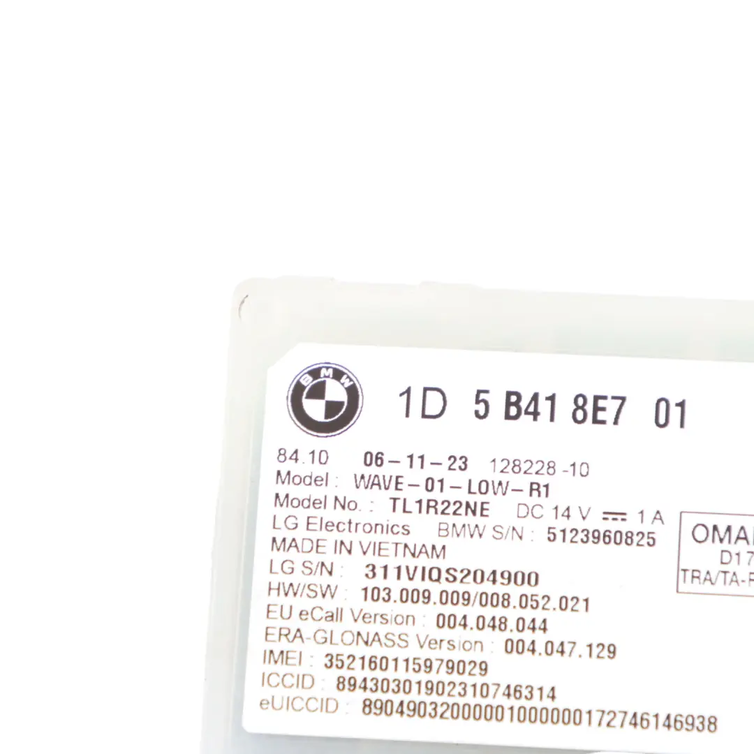 Antenna Aerial Control Unit Module ECU Controller to BMW i4 G26 with Part number 5B418E7 BMW i4 G26 Antenna Aerial Control Unit Module ECU Controller - SKU 5B418E7 - Part number 5B418E7