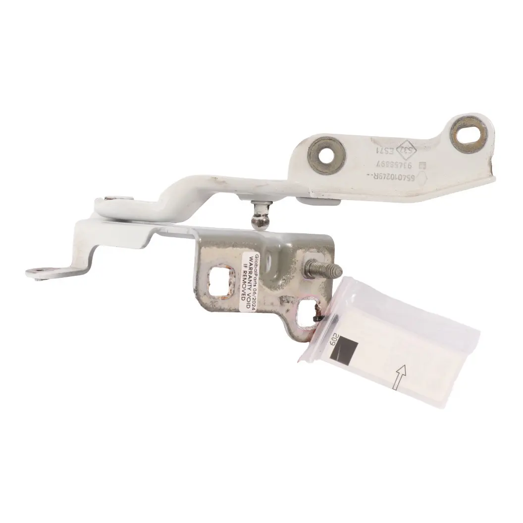 Bonnet Hinge Left N/S Ice White - 389 654010551R to Renault Trafic 3 with Part number 654010551R-ICW Renault Trafic 3 Bonnet Hinge Left N/S Ice White - 389 654010551R - SKU 654010551R-ICW - Part number 654010551R-ICW