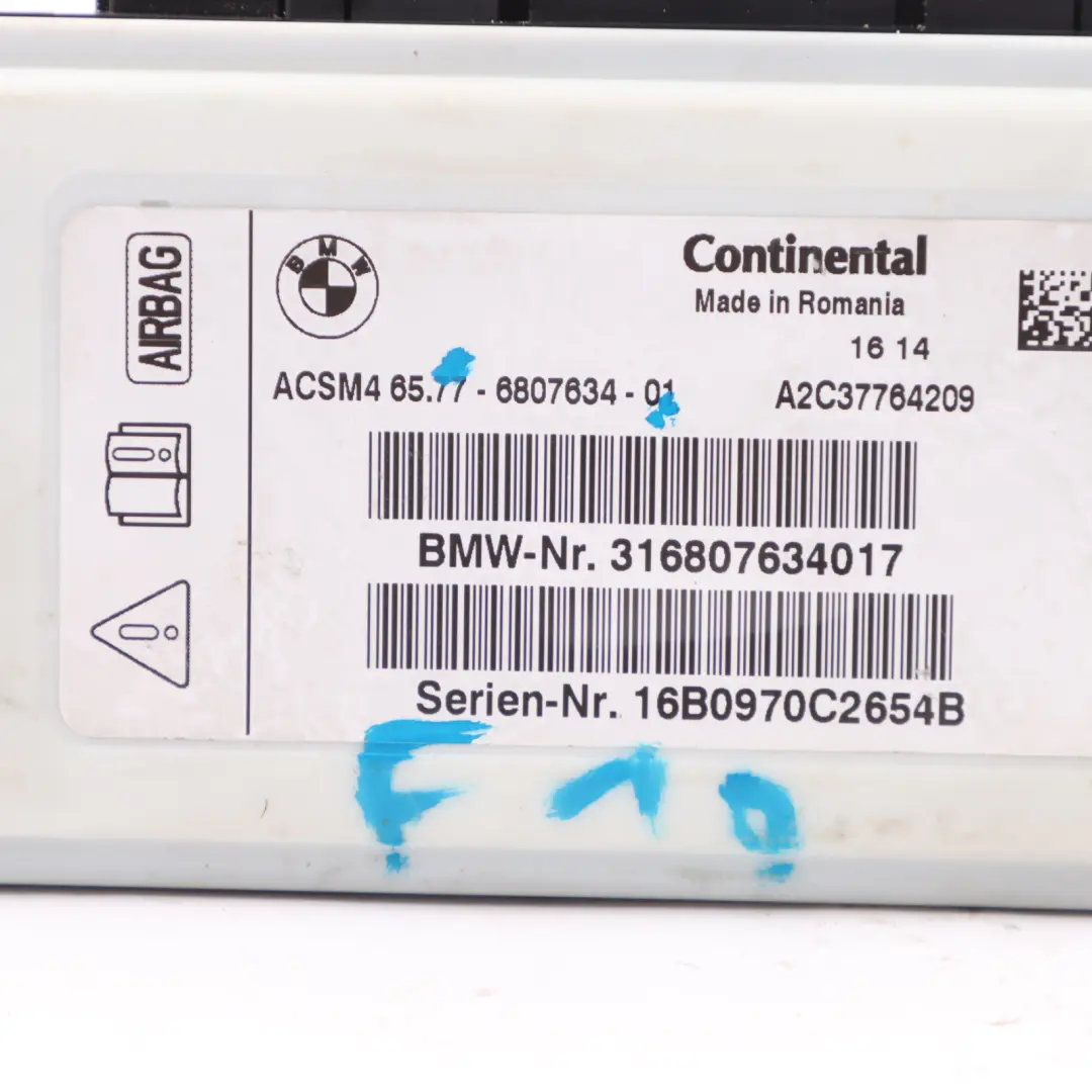 SRS Air Module Bag Control Unit Module ECU to BMW X5 F15 F20 F30 with Part number 6807634 BMW X5 F15 F20 F30 SRS Air Module Bag Control Unit Module ECU - SKU 6807634 - Part number 6807634