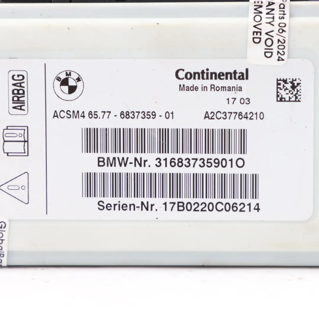 Moduł Sensor Poduszek Powietrza ECU do BMW F01 LCI F07 F10 F11 F22 F25 o numerze 6837359 BMW F01 LCI F07 F10 F11 F22 F25 Moduł Sensor Poduszek Powietrza ECU - SKU 6837359 - Numer Części 6837359