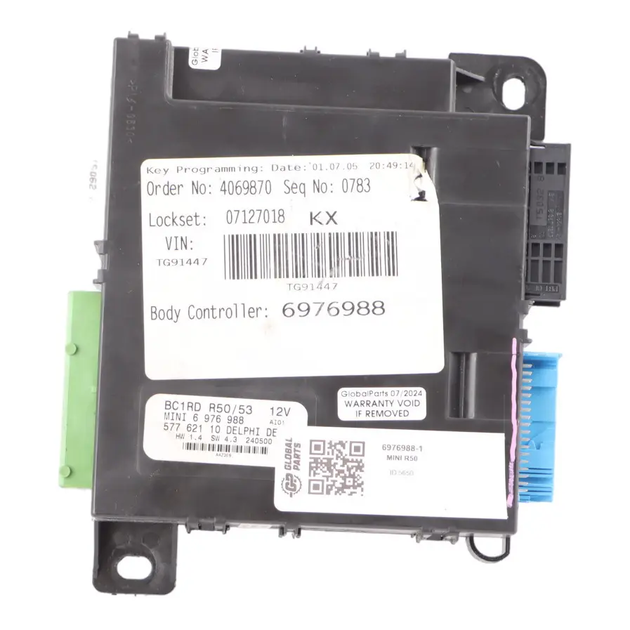 Body Control Unit Basic Module BCM BC1RD to Mini Cooper One R50 R53 with Part number 6976988 Mini Cooper One R50 R53 Body Control Unit Basic Module BCM BC1RD - SKU 6976988-1 - Part number 6976988
