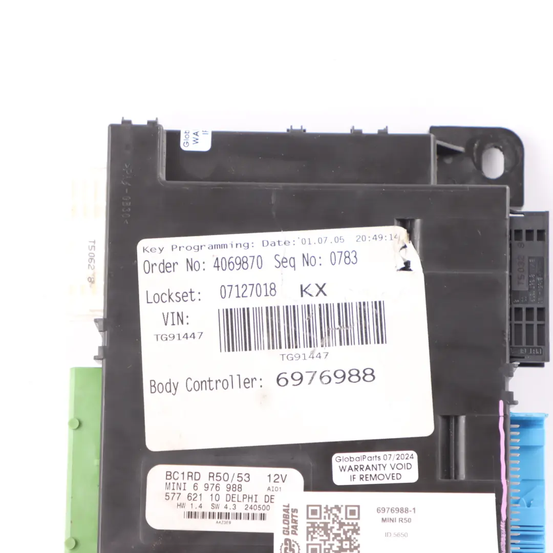Body Control Unit Basic Module BCM BC1RD to Mini Cooper One R50 R53 with Part number 6976988 Mini Cooper One R50 R53 Body Control Unit Basic Module BCM BC1RD - SKU 6976988-1 - Part number 6976988