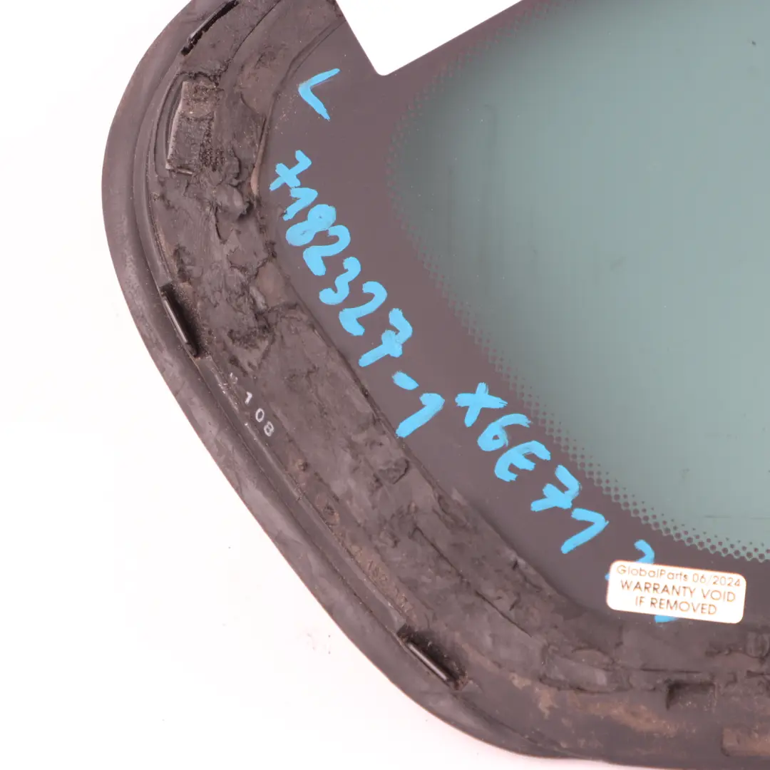 Luna Lateral Trasera Izquierda Cristal Tintado AS3 para BMW X6 E71 con número de pieza 7182327 BMW X6 E71 Luna Lateral Trasera Izquierda Cristal Tintado AS3 - SKU 7182327-1 - Número de pieza 7182327