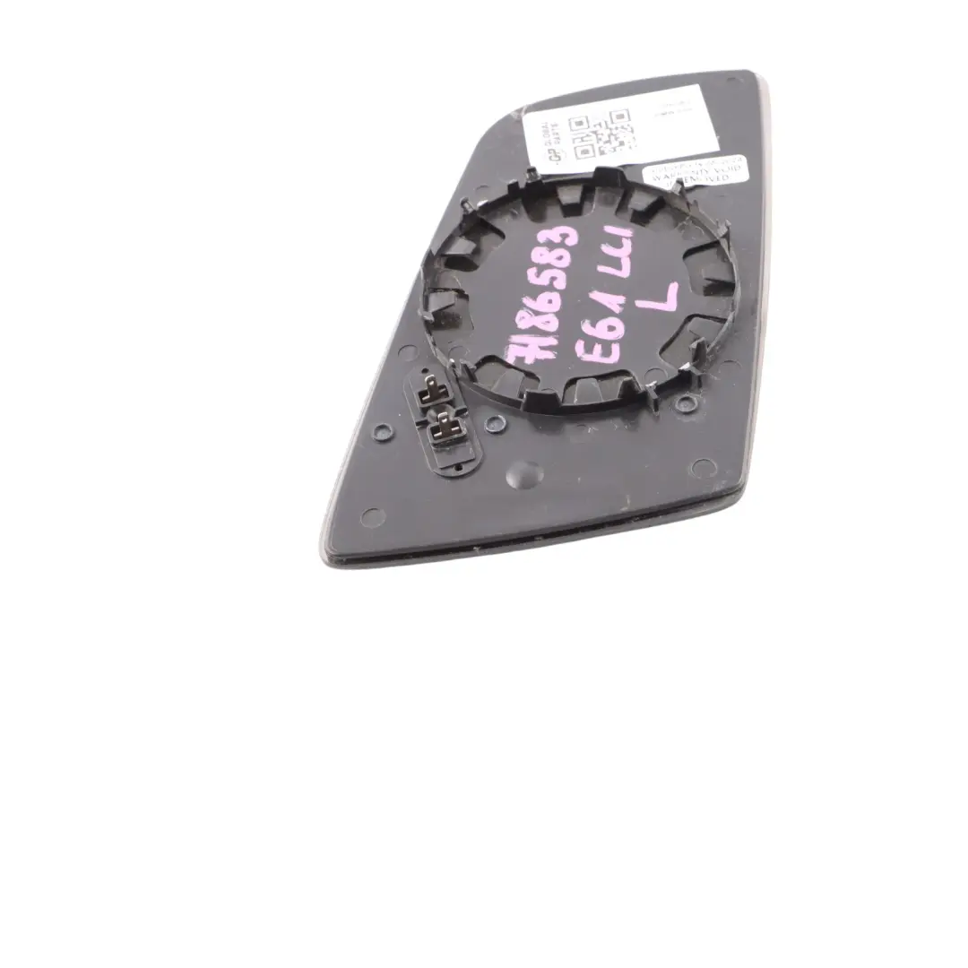 Left N/S Wing Mirror Glass Heated to BMW E60 E61 E63 E64 LCI F01 with Part number 7186583 BMW E60 E61 E63 E64 LCI F01 Left N/S Wing Mirror Glass Heated - SKU 7186583 - Part number 7186583