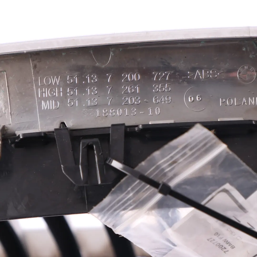 Front Bumper Grille BMW F10 F11 Kidney Radiator Air Inlet Left N/S to with Part number 7200727 Front Bumper Grille BMW F10 F11 Kidney Radiator Air Inlet Left N/S - SKU 7200727 - Part number 7200727