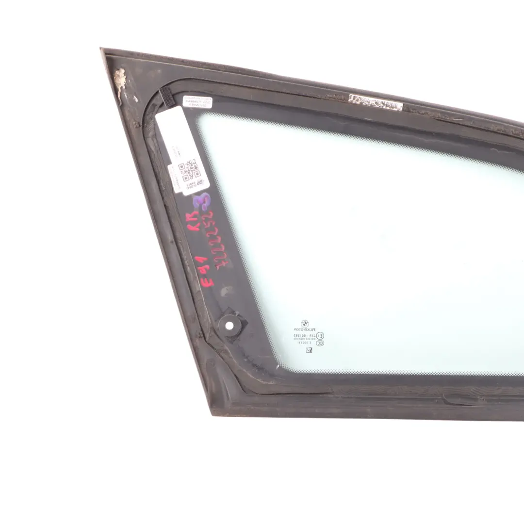 Trasera Derecha Lateral Ventana Fija AS2 Marco Negro Alto Brillo para BMW E91 Touring con número de pieza 7222252 BMW E91 Touring Trasera Derecha Lateral Ventana Fija AS2 Marco Negro Alto Brillo - SKU 7222252-3 - Número de pieza 7222252