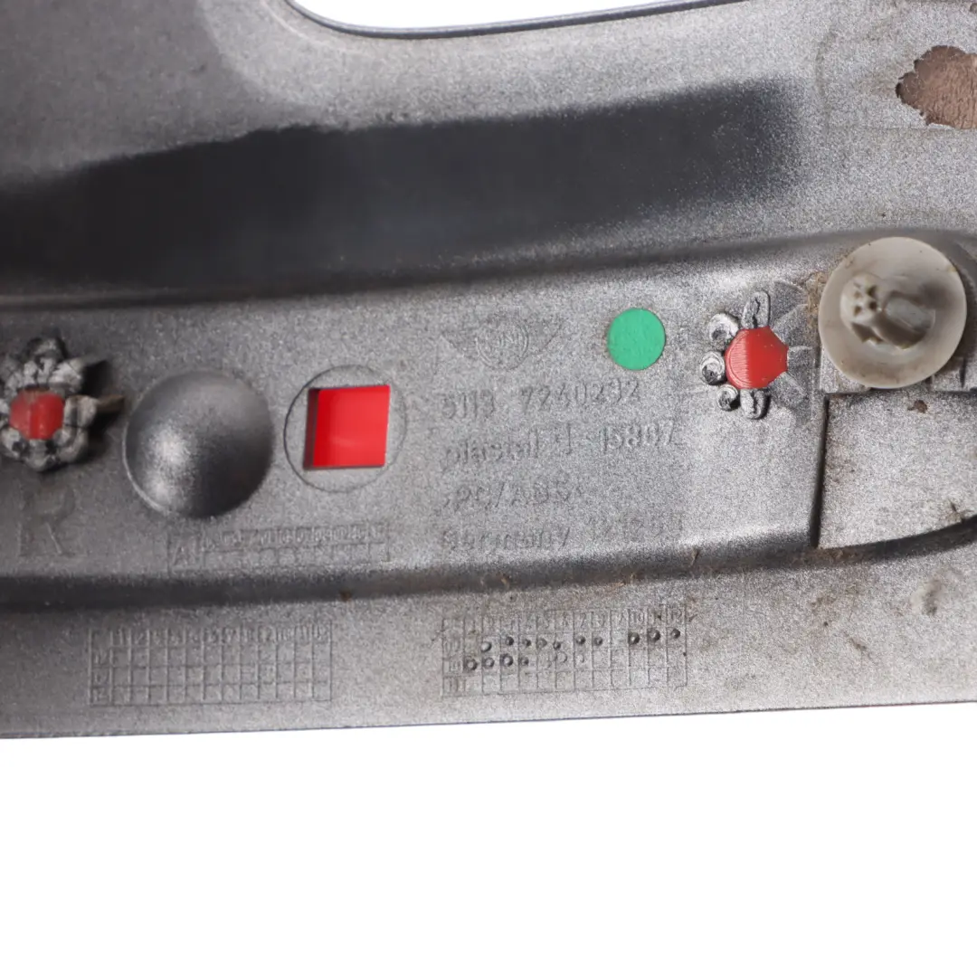 Light Reflector Mini R55 LCI Clubman Tail Trim Right Cover O/S Silver to Rear with Part number 7240232 Rear Light Reflector Mini R55 LCI Clubman Tail Trim Right Cover O/S Silver - SKU 7240232-SIL - Part number 7240232