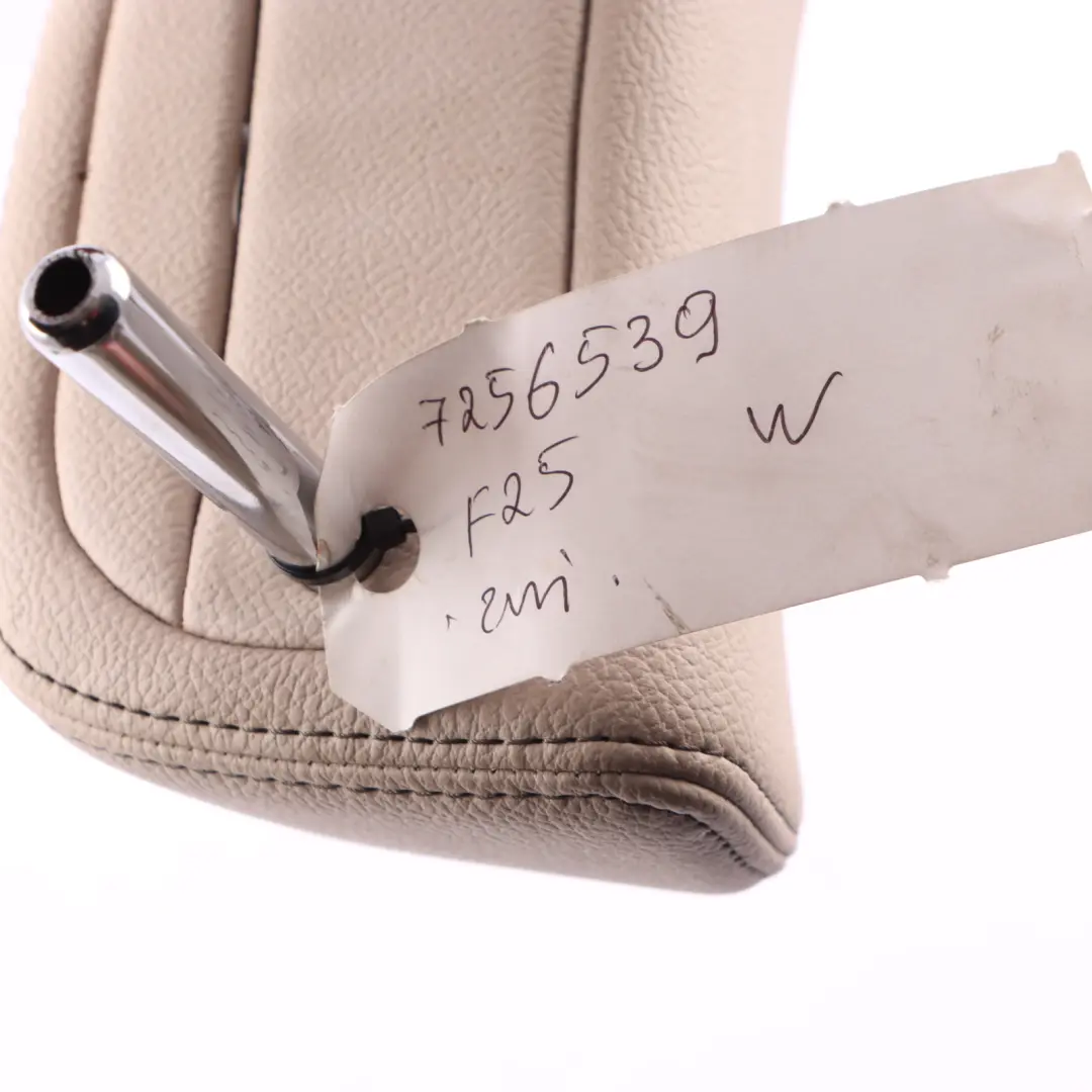Headrest Rear Centre Middle Backrest Leather Oyster to BMW F25 Seat with Part number 7256539 BMW F25 Seat Headrest Rear Centre Middle Backrest Leather Oyster - SKU 7256539 - Part number 7256539