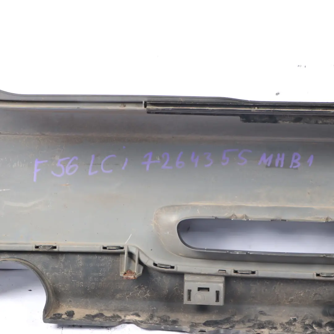 Bumper Trim Panel Midnight Black Metallic - A94 to Mini R56 R57 LCI R58 Rear with Part number 7264355 Mini R56 R57 LCI R58 Rear Bumper Trim Panel Midnight Black Metallic - A94 - SKU 7264355-MNB1 - Part number 7264355