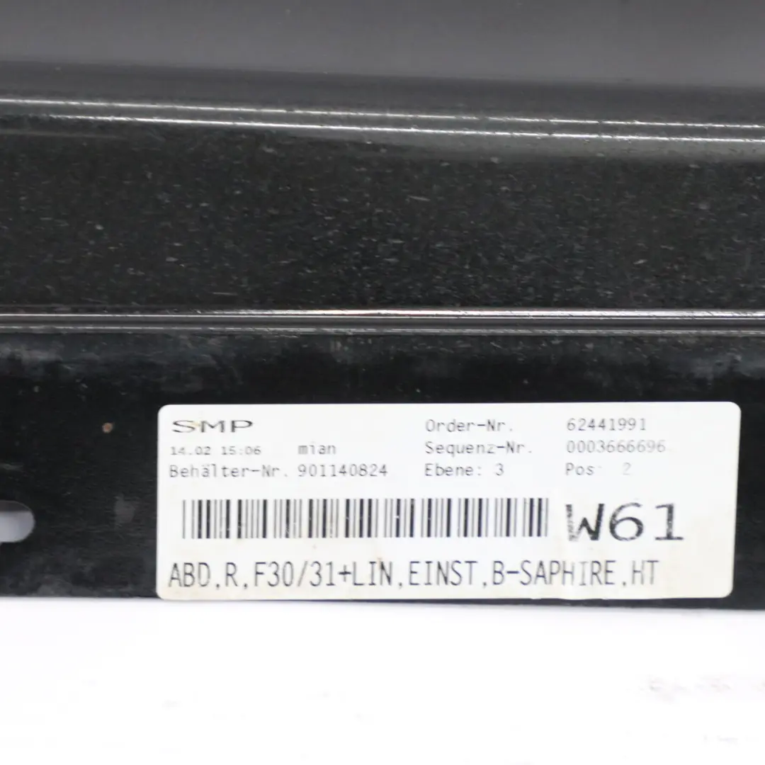 Próg Listwa Prawa Black Sapphire - 475 do BMW F30 o numerze 7312752 BMW F30 Próg Listwa Prawa Black Sapphire - 475 - SKU 7312752-BS3 - Numer Części 7312752