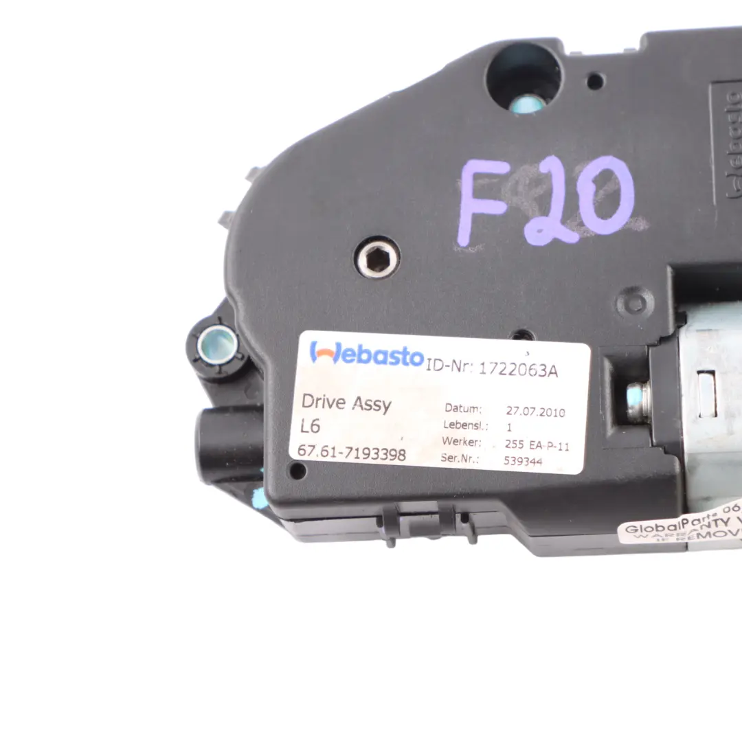 Schiebedach Antriebs Motor Einheit Webasto 7193398 für BMW F20 F21 F30 F31 F10 F11 mit Teilenummer 7316535 BMW F20 F21 F30 F31 F10 F11 Schiebedach Antriebs Motor Einheit Webasto 7193398 - SKU 7316535-1 - Teilenummer 7316535