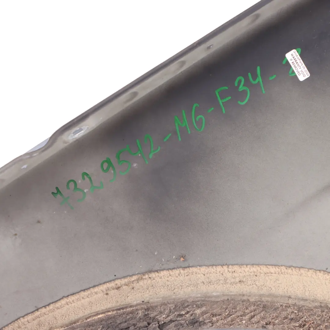 Side Panel Wing Fender Front Right O/S Mineral Grau Metallic - B39 to BMW F34 with Part number 7329542 BMW F34 Side Panel Wing Fender Front Right O/S Mineral Grau Metallic - B39 - SKU 7329542-MG - Part number 7329542