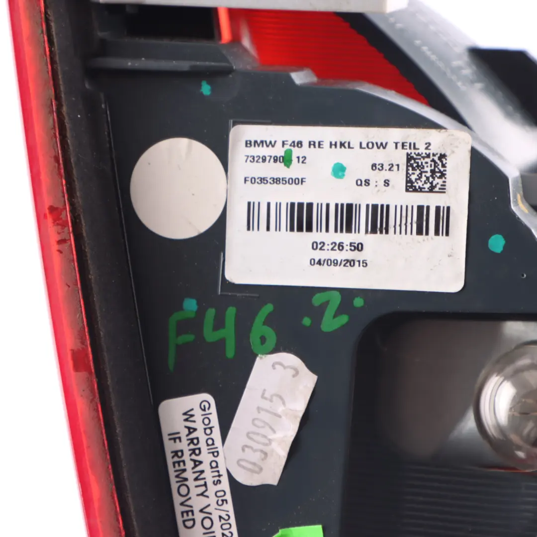 Taillight BMW F46 Gran Tourer Trunk Lid Lamp Right O/S Rear Light to with Part number 7329790 Taillight BMW F46 Gran Tourer Trunk Lid Lamp Right O/S Rear Light - SKU 7329790 - Part number 7329790
