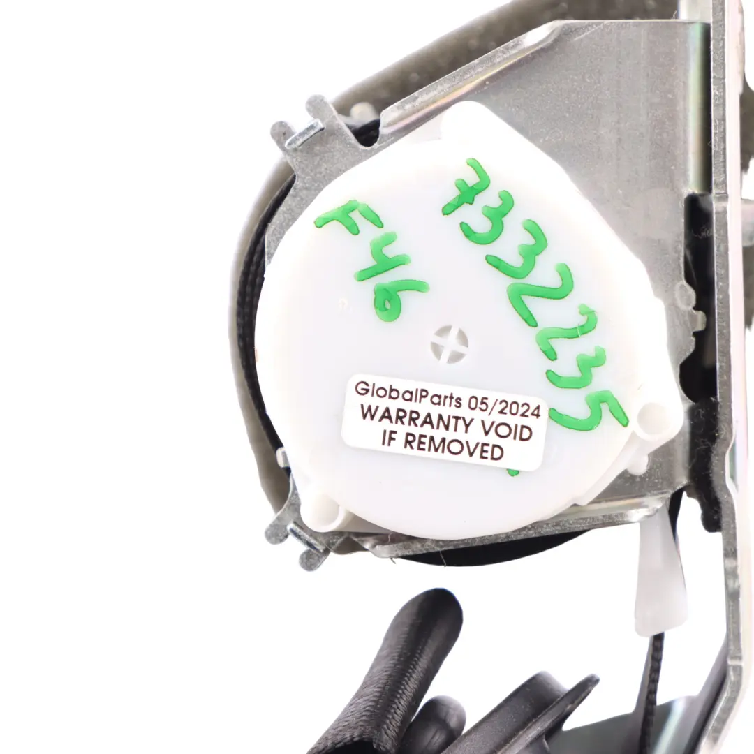 Belt BMW F46 Gran Tourer Safety Belt Rear Upper Left N/S Black to Seat with Part number 7332235 Seat Belt BMW F46 Gran Tourer Safety Belt Rear Upper Left N/S Black - SKU 7332235 - Part number 7332235