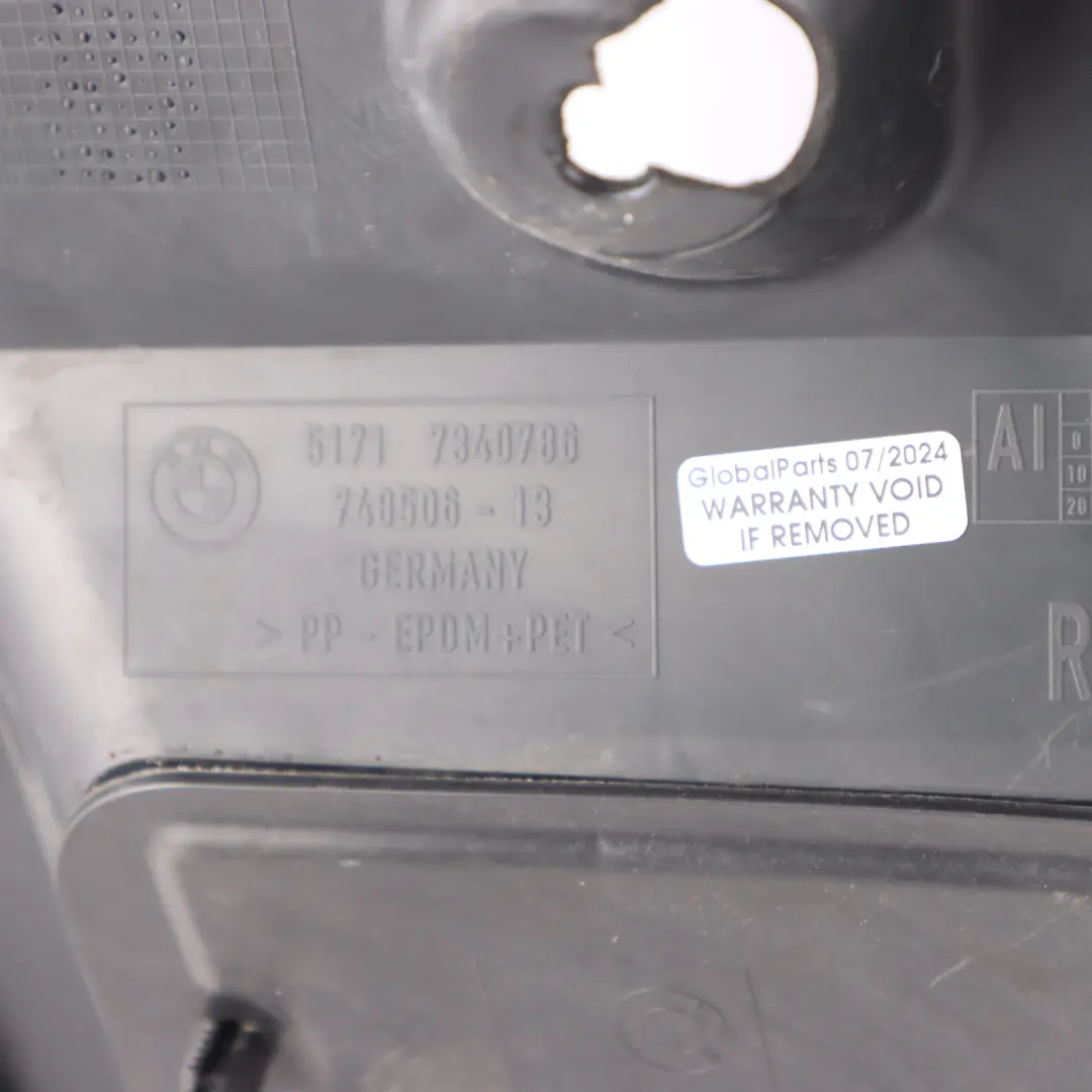 Arch BMW G30 G31 Cover Front Right O/S Housing Splash Guard to Wheel with Part number 7340786 Wheel Arch BMW G30 G31 Cover Front Right O/S Housing Splash Guard - SKU 7340786 - Part number 7340786