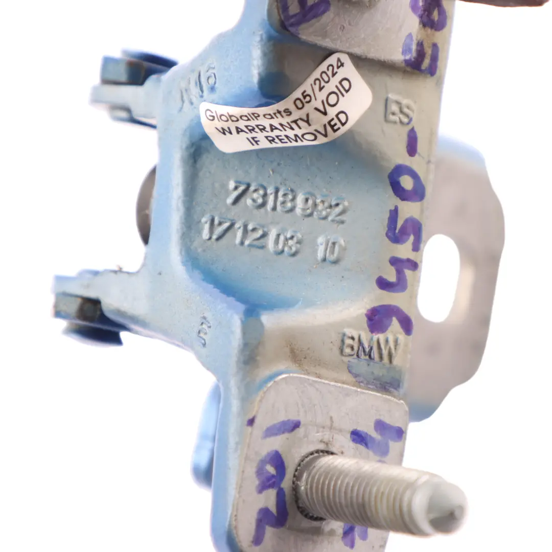 Hinge BMW F46 Trunk Lid Hinge Right O/S Estorilblau Blue Metallic - B45 to with Part number 7349450 Hinge BMW F46 Trunk Lid Hinge Right O/S Estorilblau Blue Metallic - B45 - SKU 7349450-EB - Part number 7349450