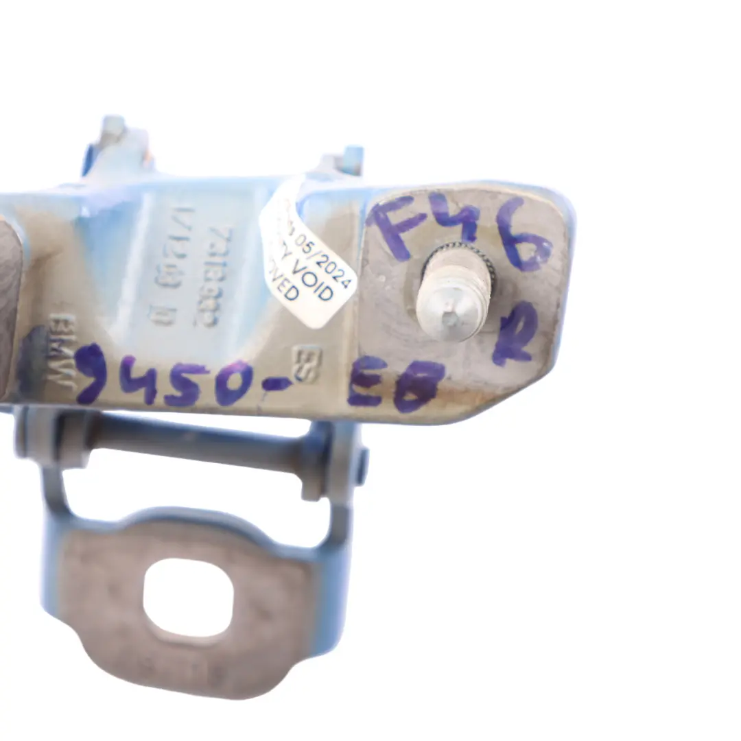 Hinge BMW F46 Trunk Lid Hinge Right O/S Estorilblau Blue Metallic - B45 to with Part number 7349450 Hinge BMW F46 Trunk Lid Hinge Right O/S Estorilblau Blue Metallic - B45 - SKU 7349450-EB - Part number 7349450