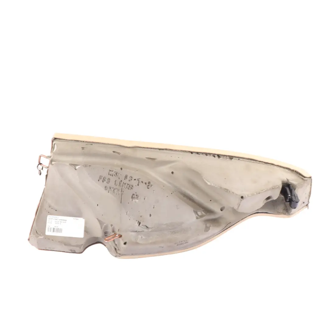 Finisher Left N/S Bench Side Lateral Cover Beige Leather to BMW F32 Rear Seat with Part number 7352729 BMW F32 Rear Seat Finisher Left N/S Bench Side Lateral Cover Beige Leather - SKU 7352729 - Part number 7352729