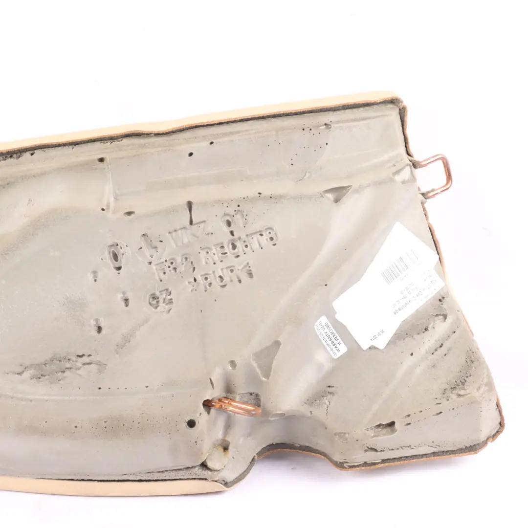 Finisher Right O/S Bench Side Lateral Cover Beige Leather to BMW F32 Rear Seat with Part number 7352730 BMW F32 Rear Seat Finisher Right O/S Bench Side Lateral Cover Beige Leather - SKU 7352730 - Part number 7352730