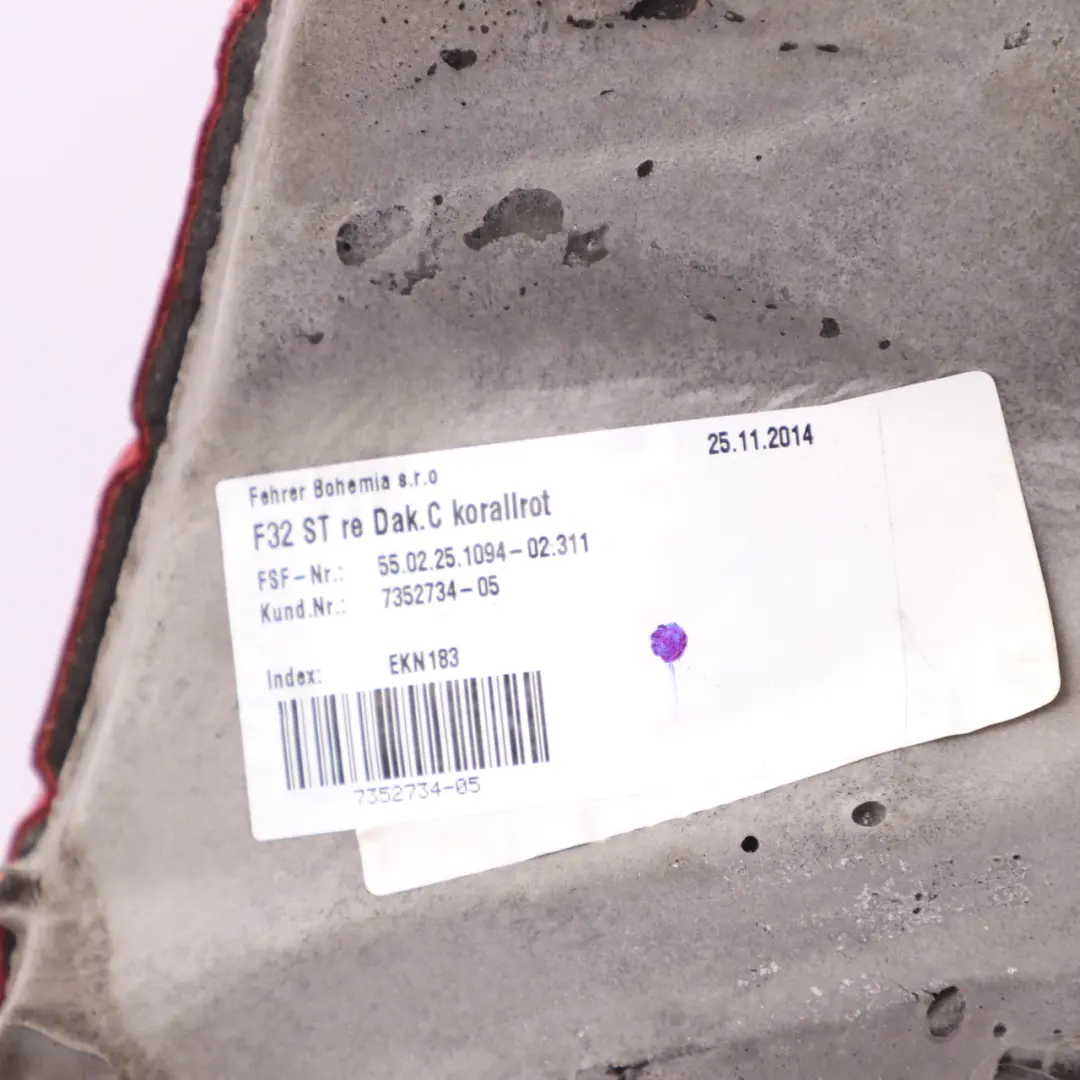 Finisher Right O/S Bench Side Lateral Cover Red Leather to BMW F32 Rear Seat with Part number 7352734 BMW F32 Rear Seat Finisher Right O/S Bench Side Lateral Cover Red Leather - SKU 7352734-1 - Part number 7352734