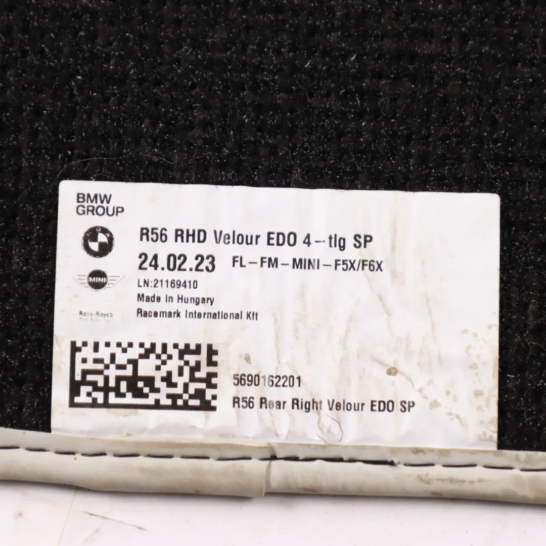 Floor Mats Set Interior Front Rear Footwell Cover to Mini R56 with Part number 7356866 Mini R56 Floor Mats Set Interior Front Rear Footwell Cover - SKU rhd-7356866 - Part number 7356866