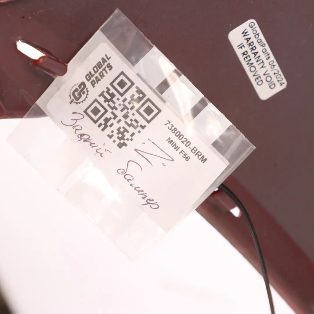 Bumper Cooper S Blazing Red II Metallic - A83 to Mini F56 F57 Rear with Part number 7380020 Mini F56 F57 Rear Bumper Cooper S Blazing Red II Metallic - A83 - SKU 7380020-BRMII - Part number 7380020