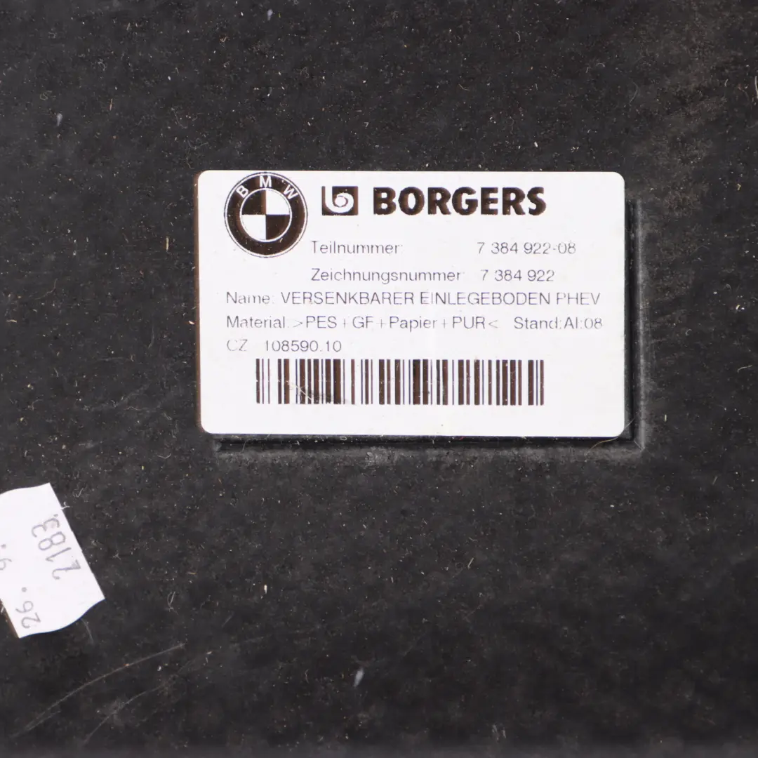 Trunk Floor Boot Luggage Compartment Carpet Mat Cover Liner to BMW G30 with Part number 7384922 BMW G30 Trunk Floor Boot Luggage Compartment Carpet Mat Cover Liner - SKU 7384922 - Part number 7384922